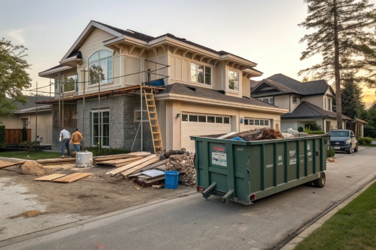 dumpster rental on residential renovation site
