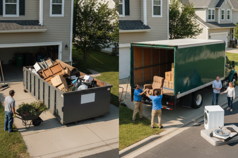 dumpster rental vs junk removal comparison for homeowners