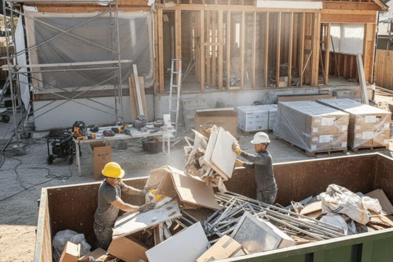 On Site Dumpster Used During Renovation Debris Removal