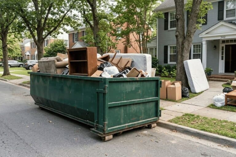 large dumpster container used for fast home cleanout after unexpected move-out